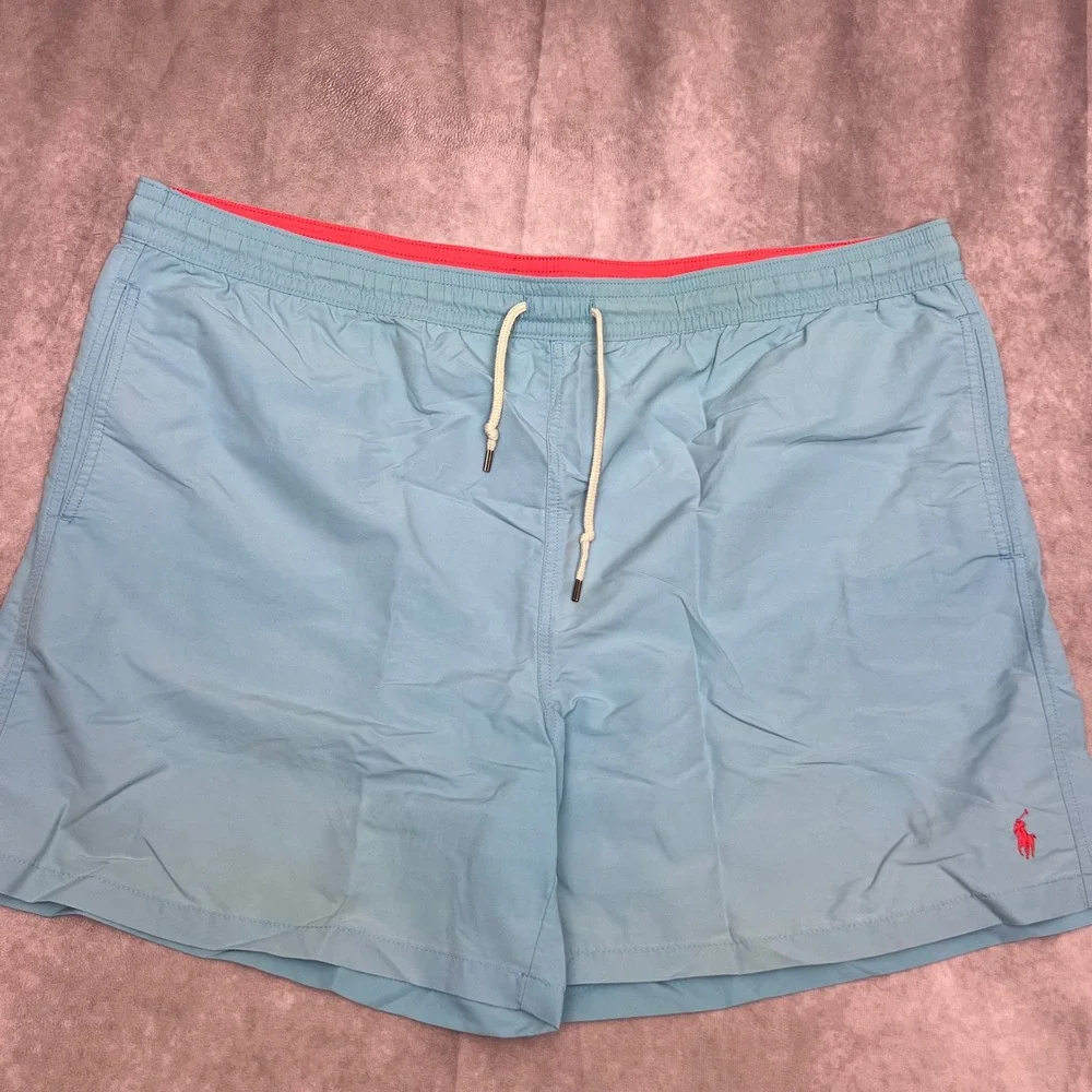 Polo Ralph Lauren Swim Shorts Mens XL Light Blue Excellent Trunks Mesh Lined
